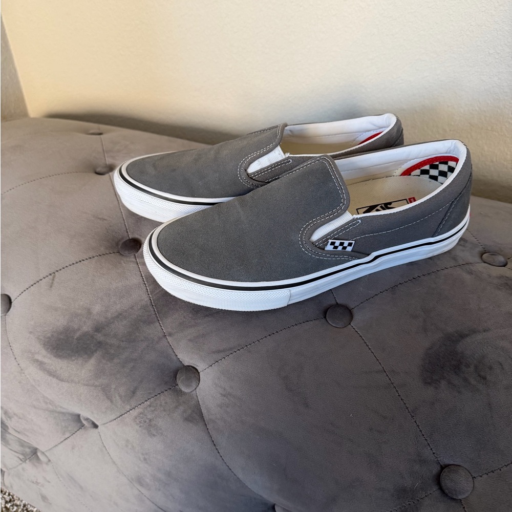 Vans Gray Canvas Slip-On Shoes